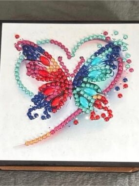 Colorful Bejeweled Butterfly Note Paper Holder - Multicolor